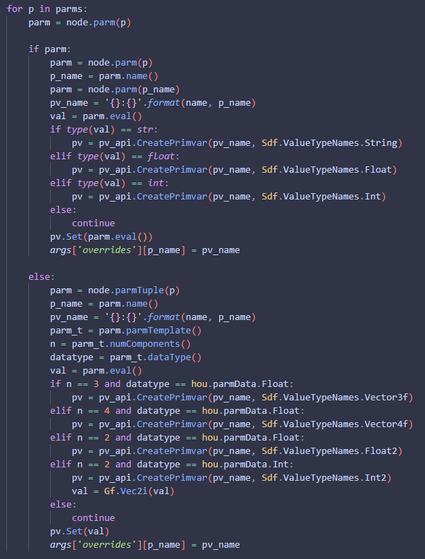 Override parameters code.