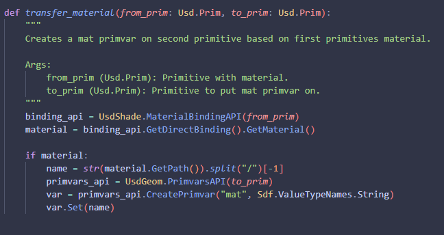 Material tagging code.