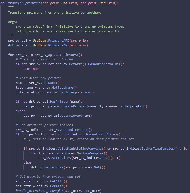 Transfer primvars code.