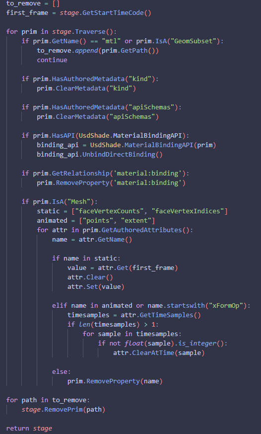 Animation validation code.